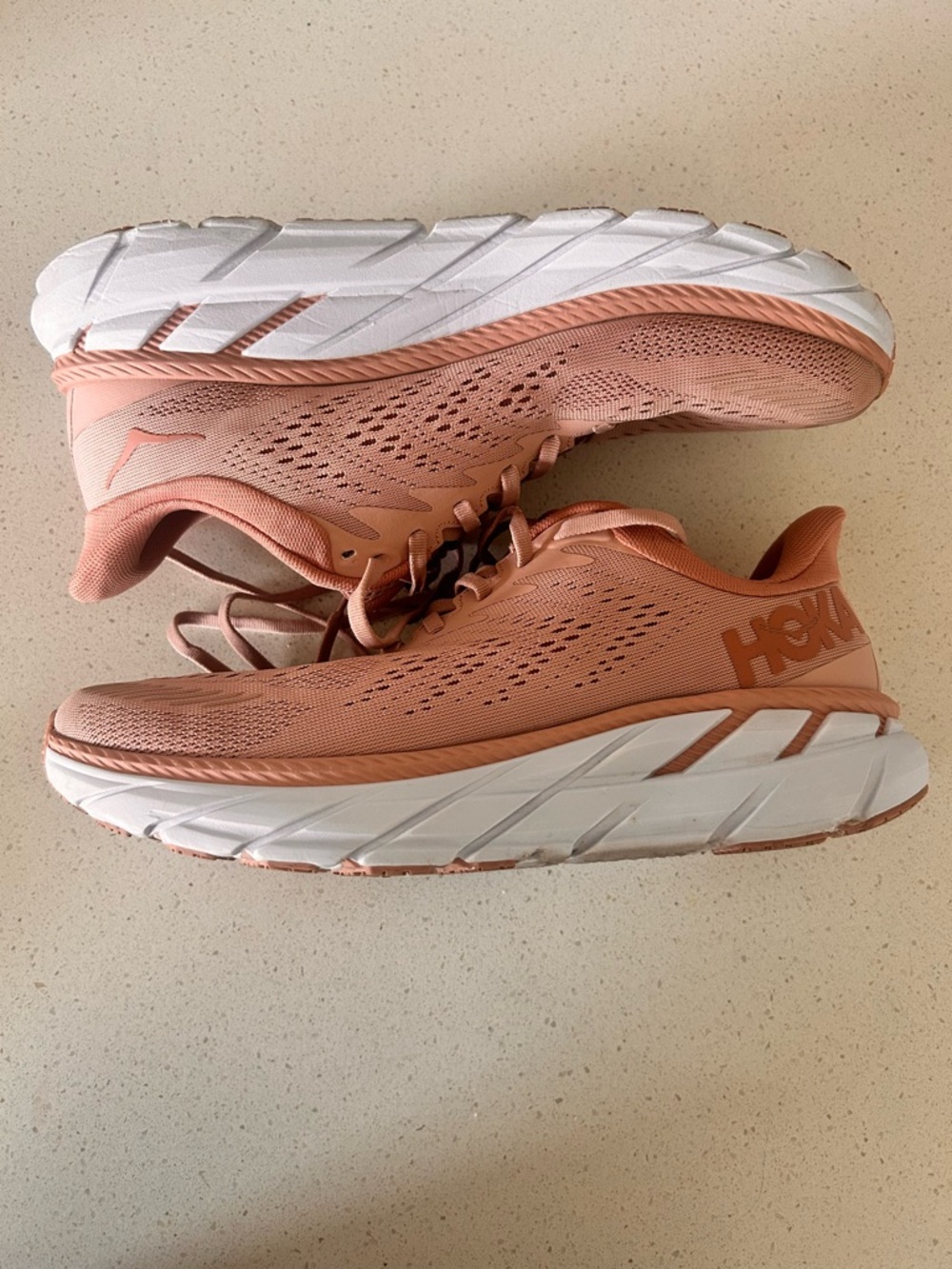 Hoka Clifton 7 Women’s Running Shoes Misty Rose Pink and White - Picture 3 of 5